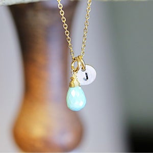 12월 탄생석+이니셜 14K 터키석, 5ave