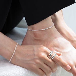 4size 반짝이 펄 925실버 이태리 체인 팔찌 발찌, 세컨드앤(secondN)