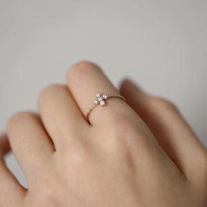 14K 골드 다이아 십자가 반지, 미니멀얼루어