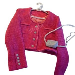 비바마젠타 트위드 재킷 짧은 숏재킷 여성 봄 프랑스 연예인 스퀘어 카라 자켓