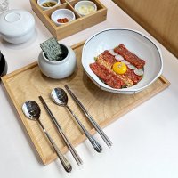 삼미 SMF 스트라이프 라인 레이저 부부 수저세트 4P