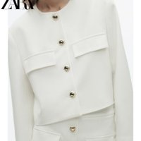 자라 ZARA 여성 트위드 자켓 화이트숏 정장코트 트렌드존 2424744 250