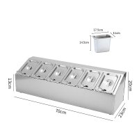 스텐반찬통 세트 일렬6칸 배식함 업소용 바트 식당용 스텐밧드 주방바트 밧트 JA221