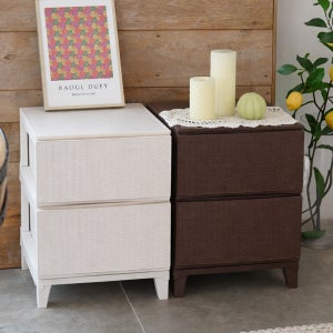 보노하우스 가든 라탄 서랍장 일반형 플라스틱 틈새 수납장 2단