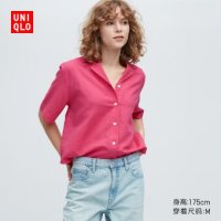 유니클로 여성용 마혼방 트임카라블라우스 반팔 얇은코트 23봄여름 UNIQLO 455752