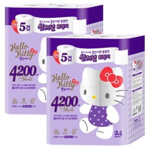 ITC 헬로키티 시그니처 5겹 펄프 화장지  20m  24롤  2개