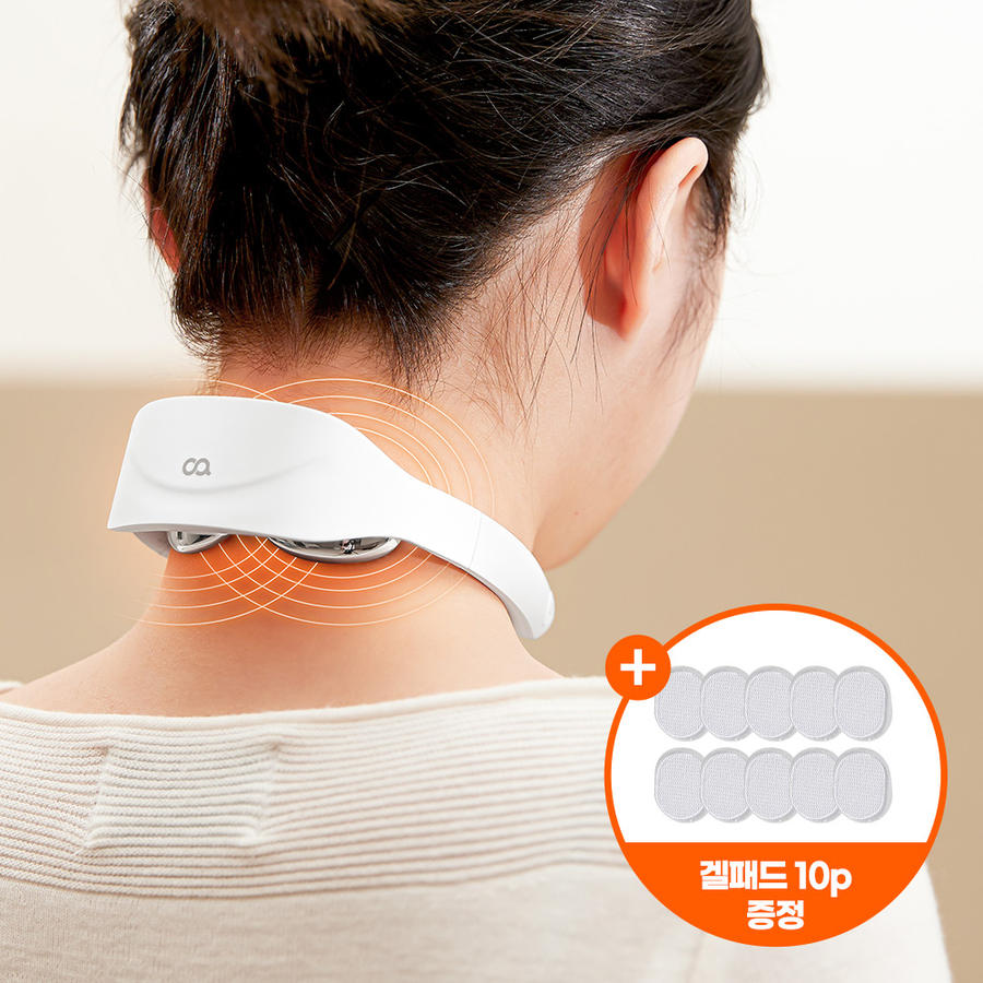 <b>오아</b> 넥큐어 온열 저주파 EMS 목 미니 마사지기 충전식 휴대용 안마기 뒷목 <b>근육</b>뭉침 마사지