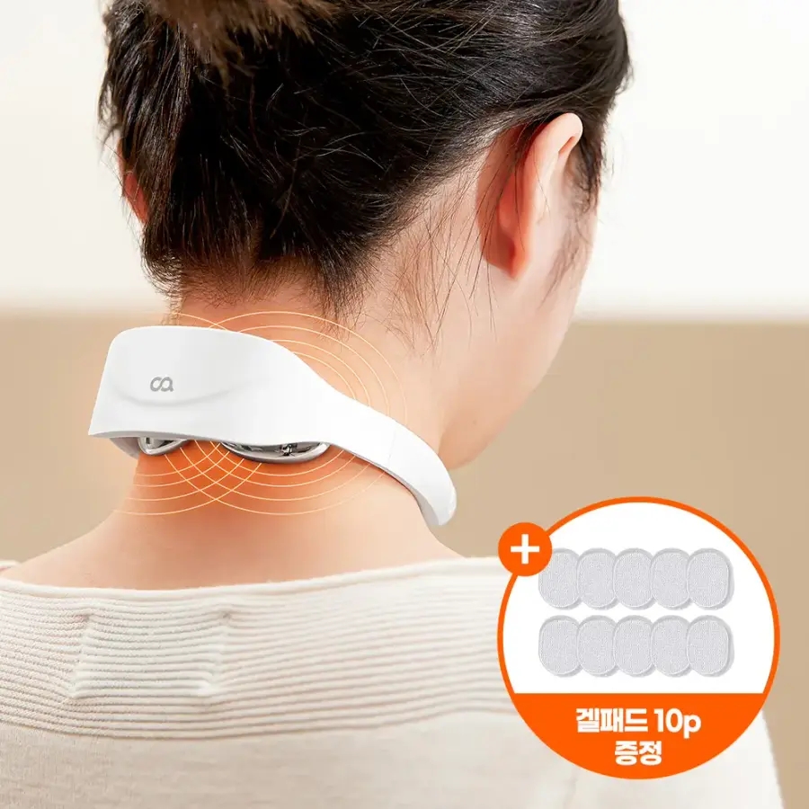 <b>오아</b> 넥큐어 온열 저주파 EMS 목 미니 마사지기 충전식 휴대용 안마기 뒷목 <b>근육</b>뭉침 마사지