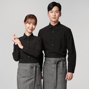 검정 폴리스판 긴팔셔츠,서빙 식당 카페 바리스타 서빙복 호텔 유니폼