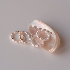 [925실버]담수진주 은볼 도넛링 비즈반지 커플링, 펄바이준(pearl by june)