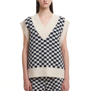 트렁크프로젝트 Checked Knit Vest_White/Black