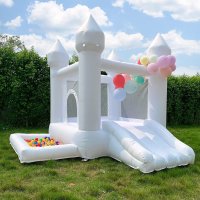 WHITE BOUNCE HOUSE CASTLE 테마 어린이 풍선 트램펄린 UL 송풍기 내구성이 뛰어나고 쉽게 설정할 수 있으며 활동적인 어린이를 위한 안전하고 재미있는