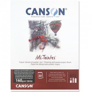 캔손 미뗑스 파스텔지 스케치북 (1면제본) 160g (20매입) - 블랙 (32x41cm) - CA036-002
