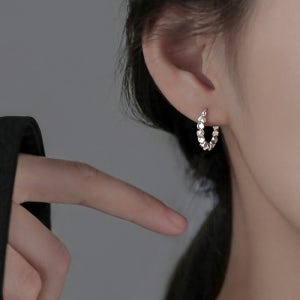 S925 실버스톤 원터치 링 귀걸이 [실버],No.385