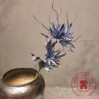 유리 도자기 꽃 화병 꽃병 빈티지 오브제 달항아리 화이트 Epiphyllum 시뮬레이션 된 꽂이 골드 실버 핑크 생일 파티 결혼식 축제 가족 장식  02 Sapphire blue