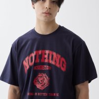 [낫띵이즈베럴댄미] ROSELETTERING TEE_navy y001