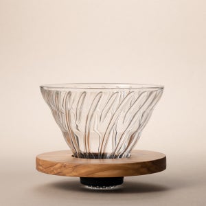 하리오 V60 글라스 드리퍼 올리브 우드 02 VDG-02-OV
