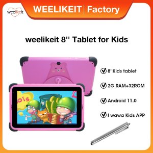 weelikeit 어린이 태블릿  안드로이드 11  쿼드 코어  와이파이  구글 플레이  히브리어  어린이 보호 케이스  8 인치  2GB  32GB  4500mAh 한국인