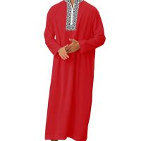 새로운 남성 전통 스탠드 칼라 Kaftan 긴 드레스 이슬람 이슬람 아랍 의류  캐주얼 작업 가운 셔츠