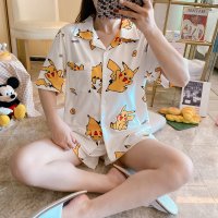 포켓몬 어린이잠옷 pikachu pijama 여름 봄 kawaii 여성용 반팔 티셔츠