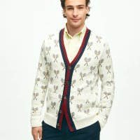 브룩스브라더스 코튼 테니스 패턴 가디건 Supima Cotton Racquet Jacquard Pattern Cardigan