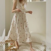 무드무드 SLEEP WEAR 체리 프릴 민소매 파자마 원피스