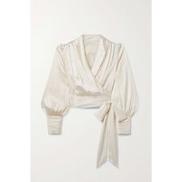 짐머만 ZIMMERMANN 러치드 실크 사틴 렙 블라우스 Cream 여성 5673TRHIGCRM