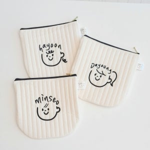 자수파우치 이름자수주머니 자수이름주머니 얼집주머니, 착한별