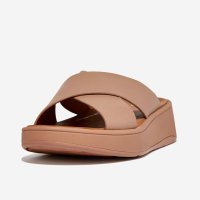 Fitflop 핏플랍 F-모드 여성 레더 플랫폼 크로스 슬라이드 S 557648