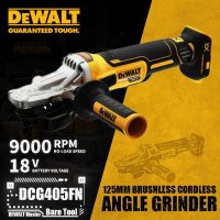 브러시리스 무선 플랫 헤드 앵글 그라인더 18V 리튬 전동 공구 베어 툴 DEWALT-DCG405FN 9000RPM