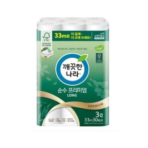 깨끗한나라 깨끗한나라 순수프리미엄 3겹 33m 30롤/the