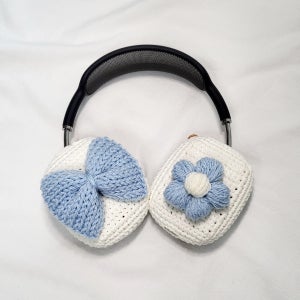 에어팟맥스 뜨개케이스 리본&퍼프 (헤드밴드장식증정), 니트테라피