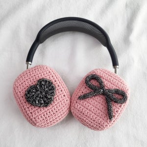 에어팟맥스 뜨개케이스 하트&리본 (헤드밴드장식증정), 니트테라피