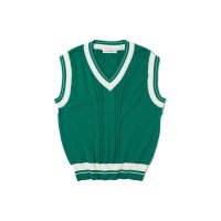 VANONE ATELIER Loosefit cable knit vest Emerald green A3422