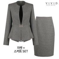 VIVID SET 여성 모던 노카라 정장자켓 H스커트 세트