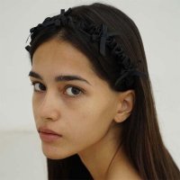 히쉬 satin petit ribbon hair band 5.1 - noir