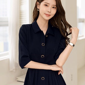 버넨프롬 플리츠 플레어 원피스