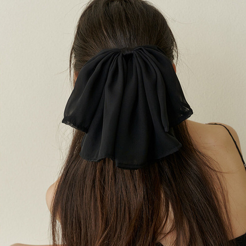 [카인더베이비] elegant draping black ribbon hair pin