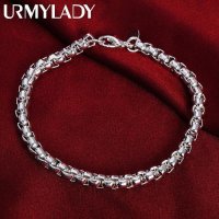 커플팔찌 여자뱅글팔찌 URMYLADY 925 스털링 다이아컷팅 남자염주팔찌