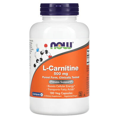 <b>나우푸드</b> <b>NOW Foods</b> L-<b>카르니틴</b>, 500 mg, 180 베지 캡슐