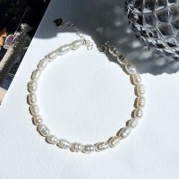 이스테리 실버925 담수 못난이 밥풀진주 은팔찌 pearl bracelet