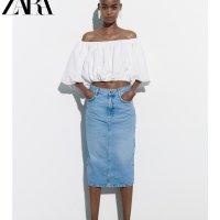 ZARA 자라 뒤트임 데님 스커트 6164083 406