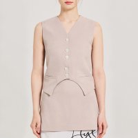 SET SATIN TAILORED VEST-dusty