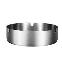 Round Stainless Steel Cigarette Ashtray Portable Tabletop Metal Ash Tray for Smoker