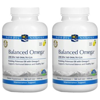 [해외직구] Nordic Naturals 노르딕내추럴 <b>밸런스 오메가 830mg</b> 레몬맛 180소프트겔 2팩