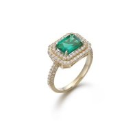 디아모모 Emerald Color Stone Halo Ring