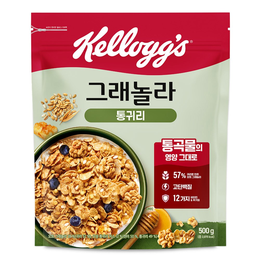 켈로그 통귀리 그래놀라 시리얼 든든한 식사대용