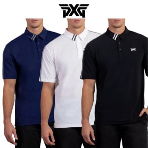 PXG 남성 파인라인 폴로 블랙 화이트 남자 골프티셔츠