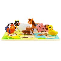 두꺼운 농장 동물 그림 모양 맞추기 원목동물퍼즐