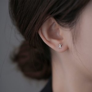 S925 스터드 미니 엑스 크로스 귀걸이 [실버],No.391